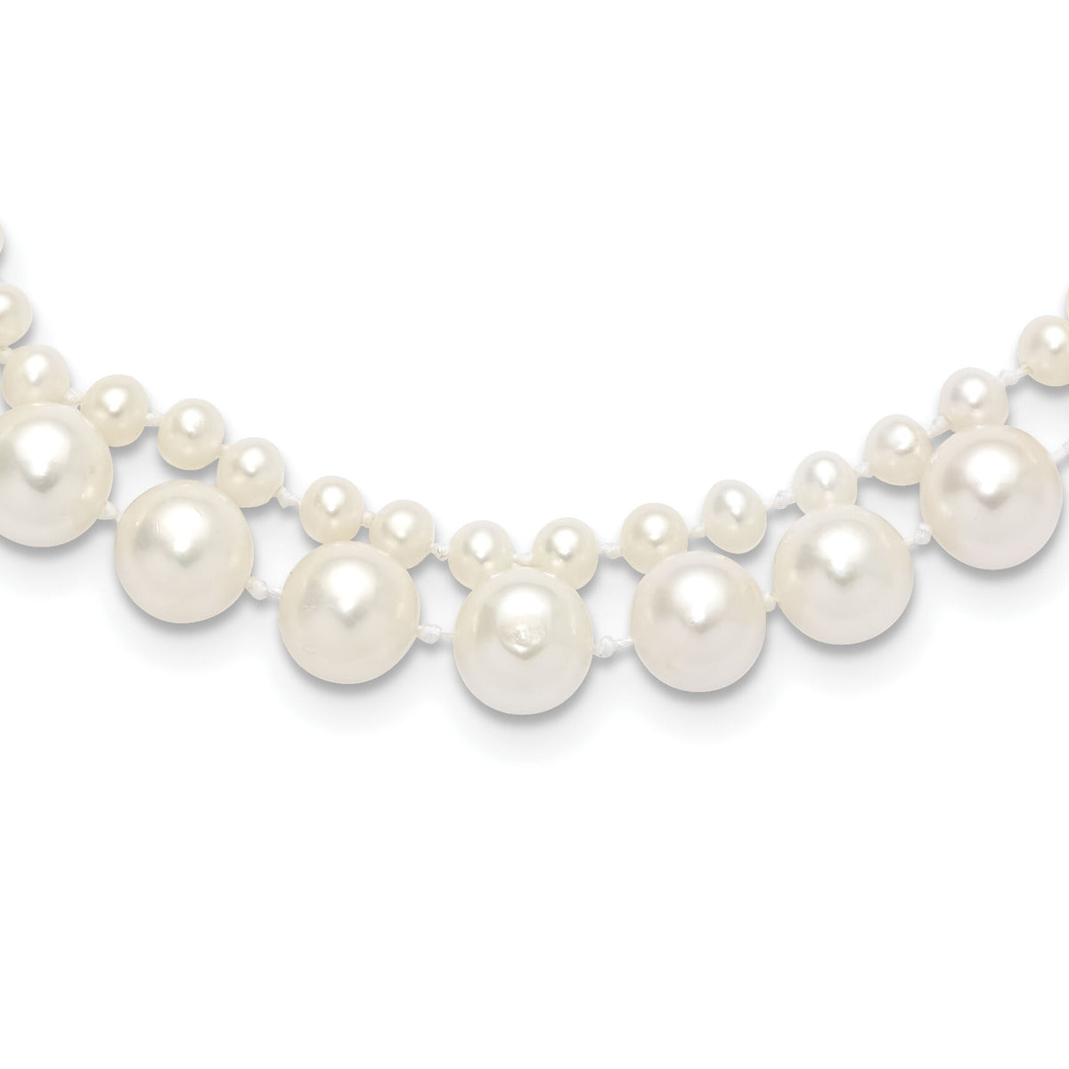 14K 3-4mm and 7-8mm White FWC Pearl 18in 2-Strand Necklace-XF820-18