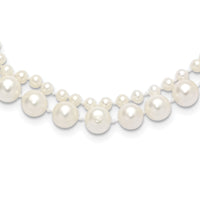 14K 3-4mm and 7-8mm White FWC Pearl 18in 2-Strand Necklace-XF820-18