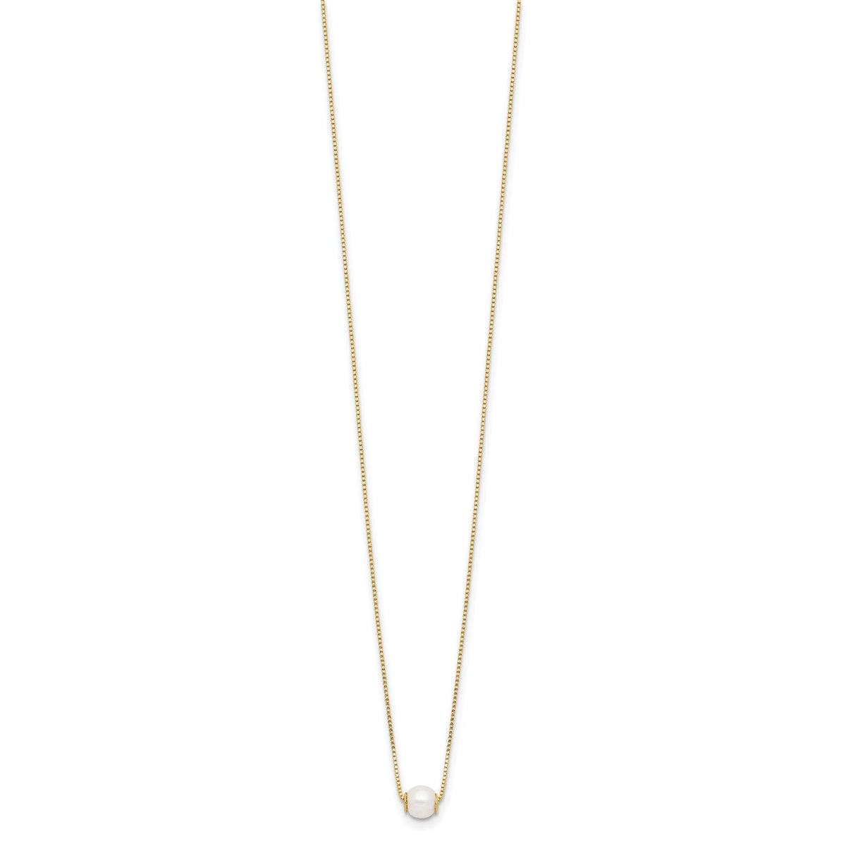 14K 4-5mm Round White Freshwater Cultured Pearl 18in Necklace-XF821-18