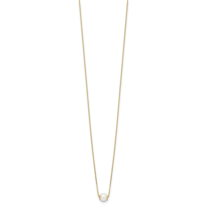 14K 4-5mm Round White Freshwater Cultured Pearl 18in Necklace-XF821-18