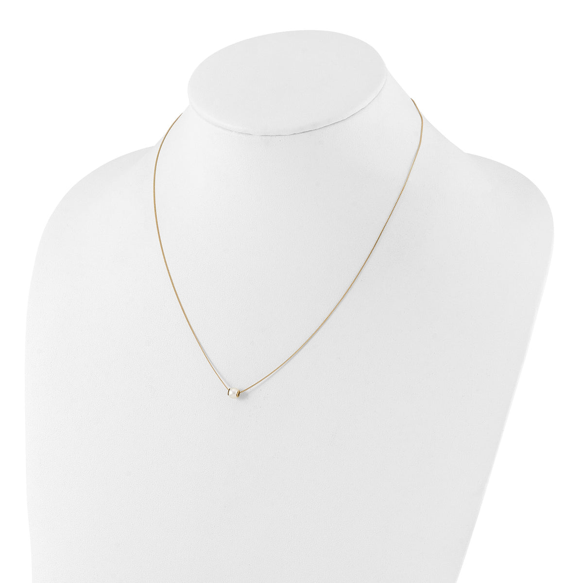 14K 4-5mm Round White Freshwater Cultured Pearl 18in Necklace-XF821-18