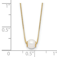 14K 4-5mm Round White Freshwater Cultured Pearl 18in Necklace-XF821-18