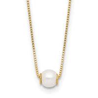14K 4-5mm Round White Freshwater Cultured Pearl 18in Necklace-XF821-18