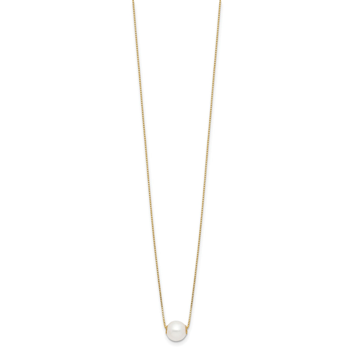 14K 7-8mm Round White Freshwater Cultured Pearl 18in Necklace-XF822-18