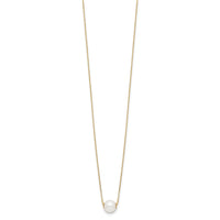 14K 7-8mm Round White Freshwater Cultured Pearl 18in Necklace-XF822-18
