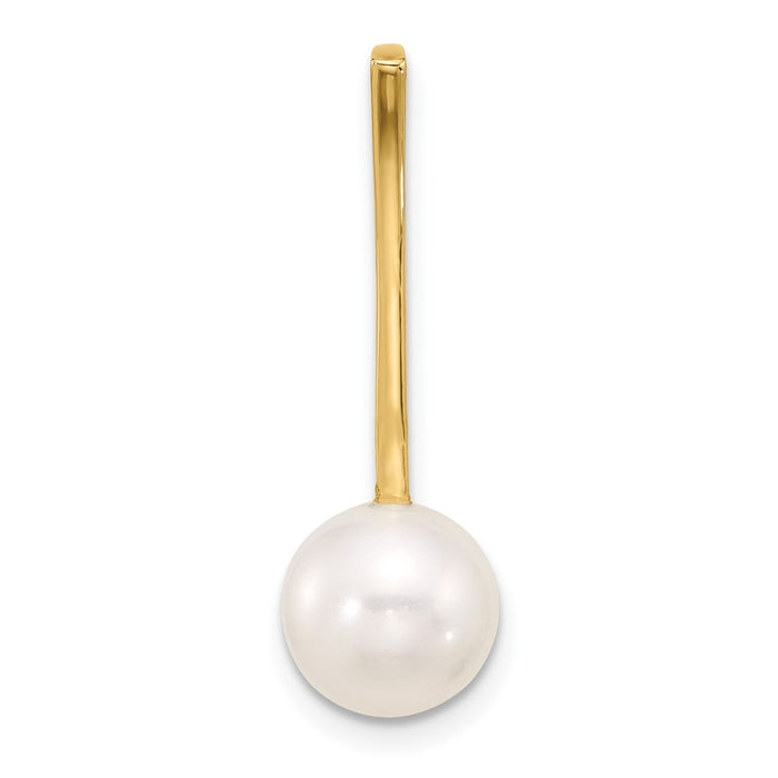 14K 8-9mm White Round Freshwater Cultured Pearl Drop Chain Slide-XF829