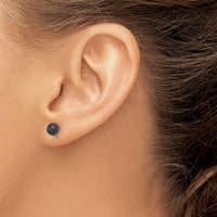 14K 5-6mm Round Blk Saltwater Akoya Pearl and .02ct Diamond Earrings-XF833E