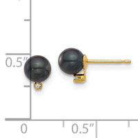 14K 5-6mm Round Blk Saltwater Akoya Pearl and .02ct Diamond Earrings-XF833E