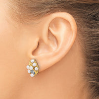 14K 3-4mm Button White FWC Pearl and .02ct Diamond Post Earrings-XF852E