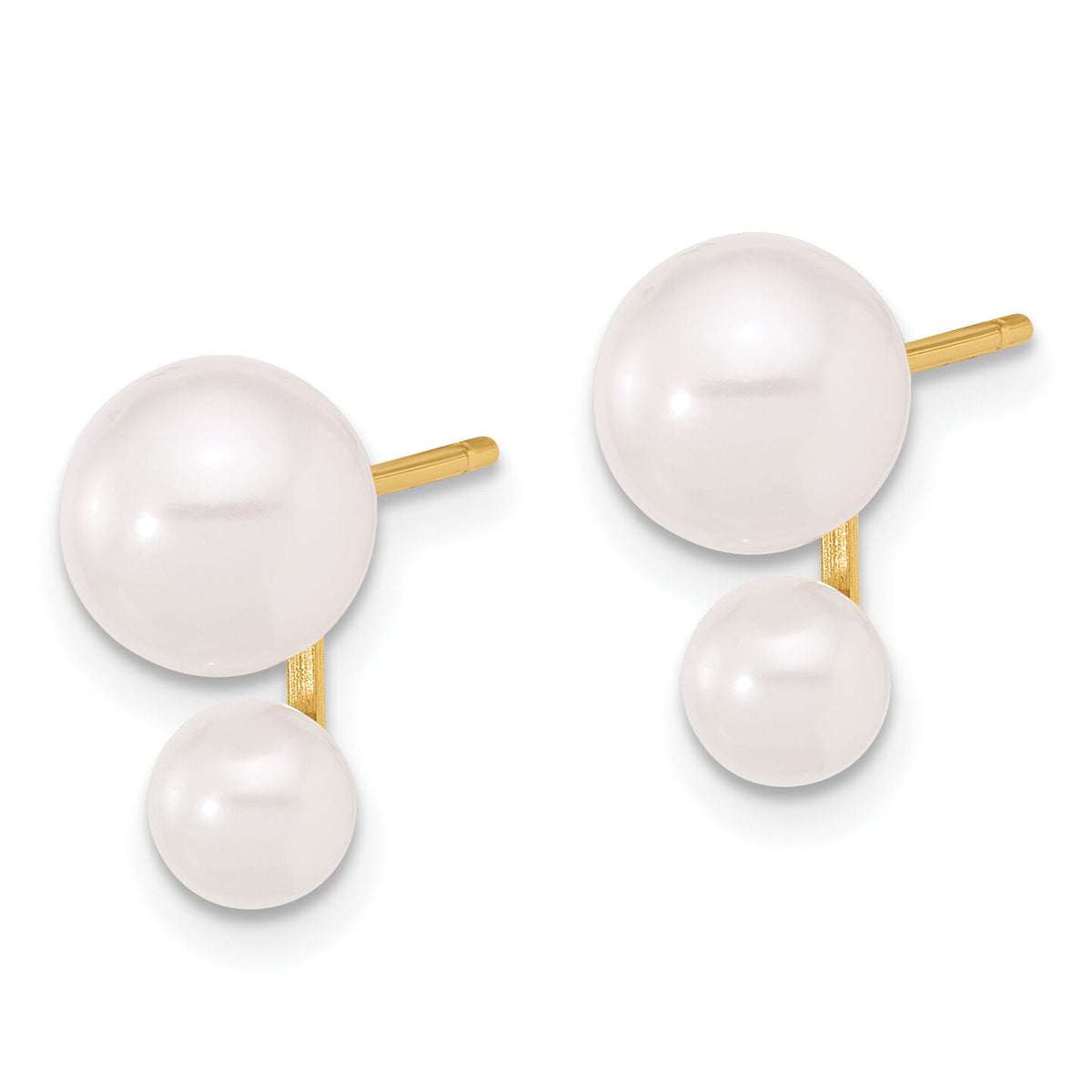 14K 4-5mm and 6-7mm White Akoya Cultured Pearl Post Earrings-XF857E
