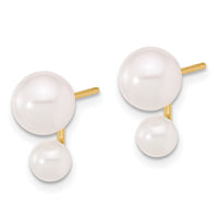 14K 4-5mm and 6-7mm White Akoya Cultured Pearl Post Earrings-XF857E