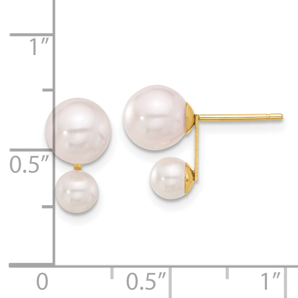 14K 4-5mm and 6-7mm White Akoya Cultured Pearl Post Earrings-XF857E
