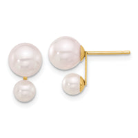 14K 4-5mm and 6-7mm White Akoya Cultured Pearl Post Earrings-XF857E