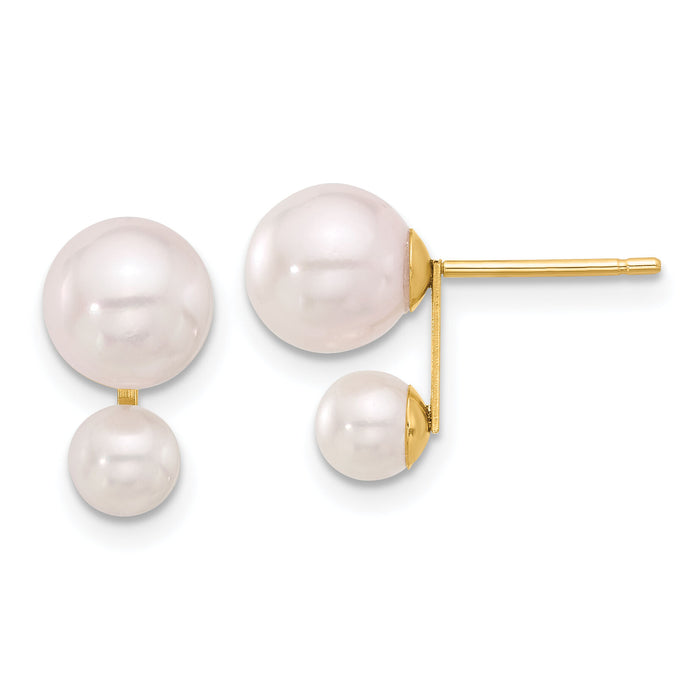 14K 4-5mm and 6-7mm White Akoya Cultured Pearl Post Earrings-XF857E