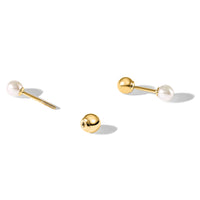 14K 3-4mm Round FWC Pearl Front and Back Ball Post Earrings-XF858E