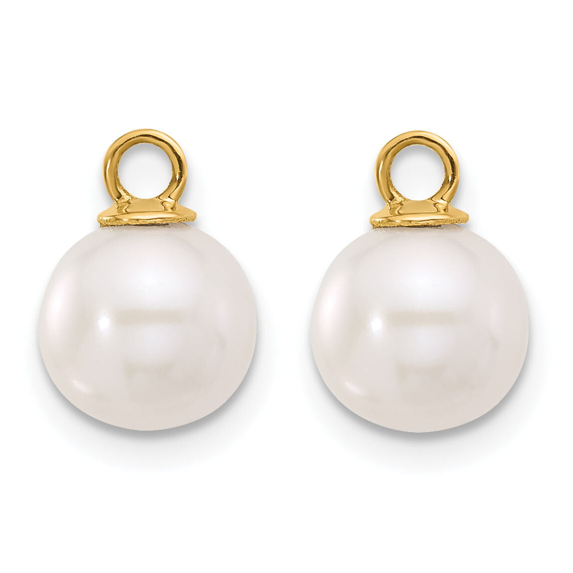 14K 7-8mm Black & White FWC Pearl Removable Dangle Hoop Earrings-XF859E