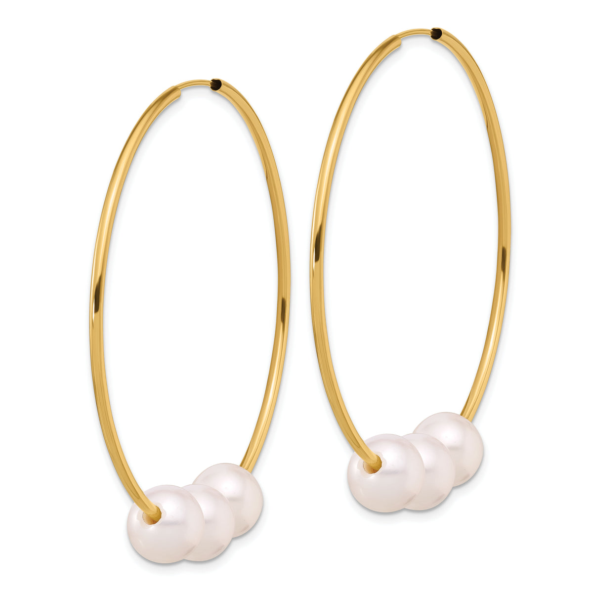 14K 8-9mm White Round Freshwater Cultured Pearl Infinity Hoop Earrings-XF862E