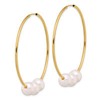 14K 8-9mm White Round Freshwater Cultured Pearl Infinity Hoop Earrings-XF862E