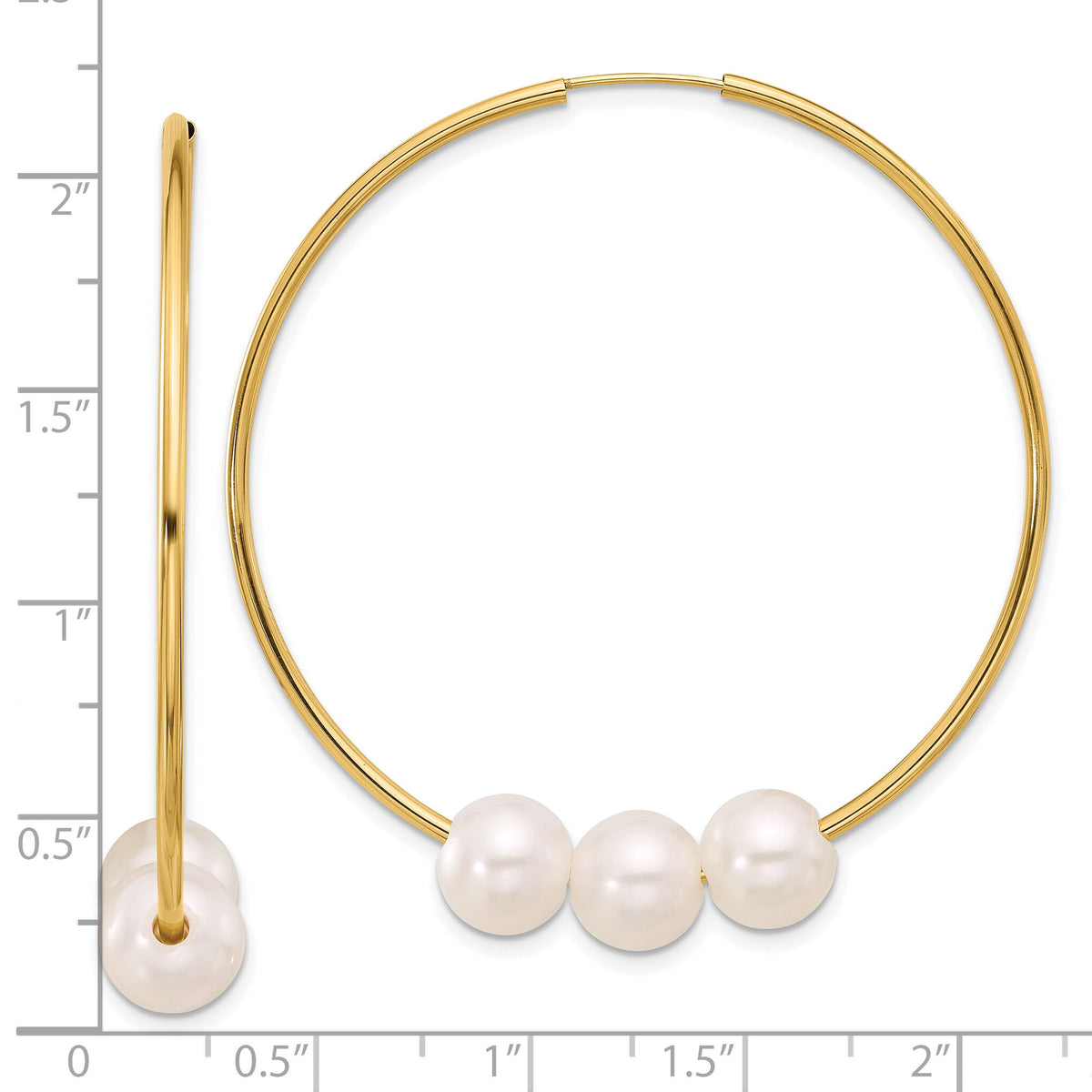 14K 8-9mm White Round Freshwater Cultured Pearl Infinity Hoop Earrings-XF862E