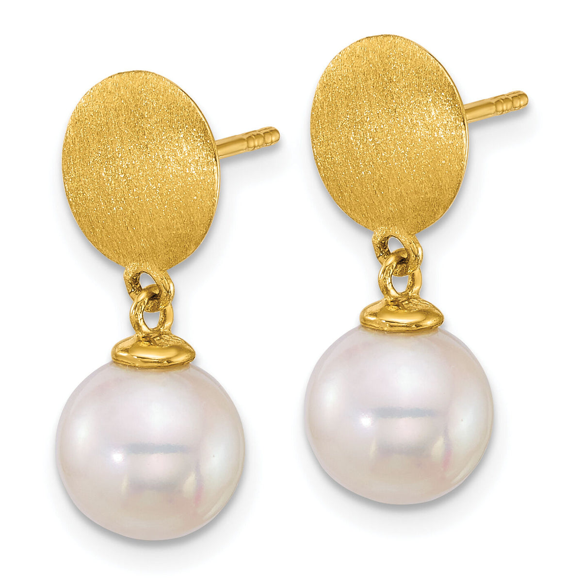 14k Satin 8-9mm South Sea Saltwater Cultured Pearl Post Earrings-XF863E