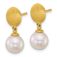 14k Satin 8-9mm South Sea Saltwater Cultured Pearl Post Earrings-XF863E