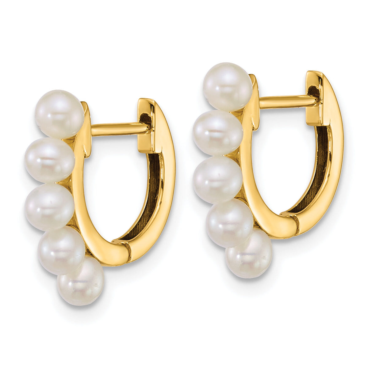 14k 3-4mm Rice South Sea Saltwater Cultured Pearl Hoop Earrings-XF864E