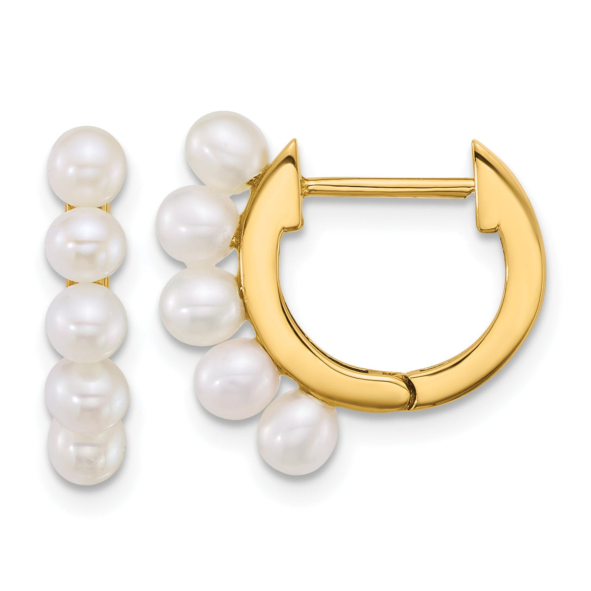 14k 3-4mm Rice South Sea Saltwater Cultured Pearl Hoop Earrings-XF864E
