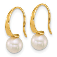 14k 6-7mm Round White Freshwater Cultured Pearl Earrings-XF865E