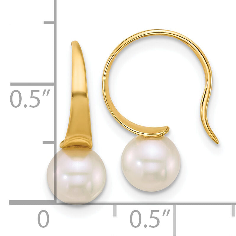 14k 6-7mm Round White Freshwater Cultured Pearl Earrings-XF865E