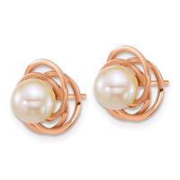 14k RG 6-7mm Rnd South Sea Saltwater Cultured Pearl Post Earrings-XF867E