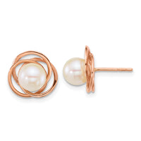 14k RG 6-7mm Rnd South Sea Saltwater Cultured Pearl Post Earrings-XF867E