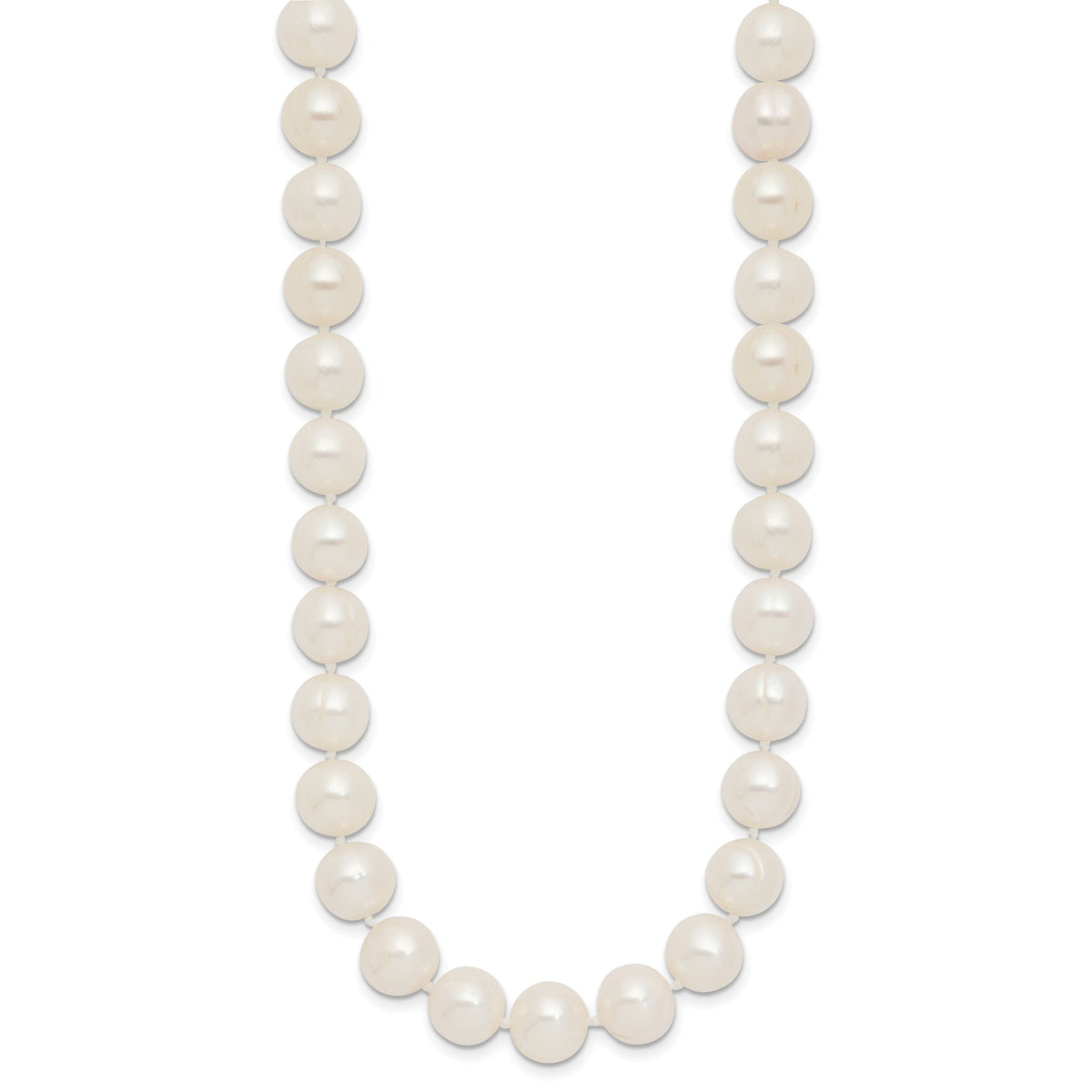 14K 9-10mm Near Rnd White Freshwater Cultured Pearl 18in Necklace-XF871-18