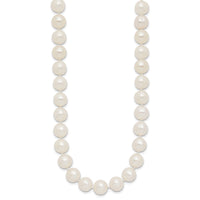 14K 9-10mm Near Rnd White Freshwater Cultured Pearl 18in Necklace-XF871-18