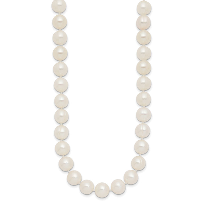 14K 9-10mm Near Rnd White Freshwater Cultured Pearl 18in Necklace-XF871-18