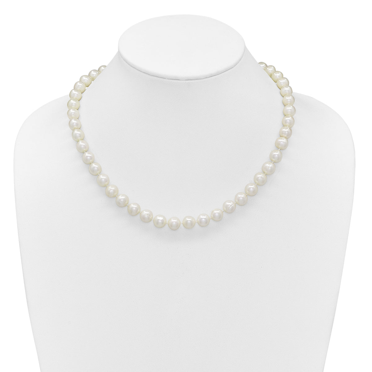 14K 9-10mm Near Rnd White Freshwater Cultured Pearl 18in Necklace-XF871-18