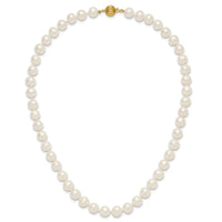 14K 9-10mm Near Rnd White Freshwater Cultured Pearl 18in Necklace-XF871-18