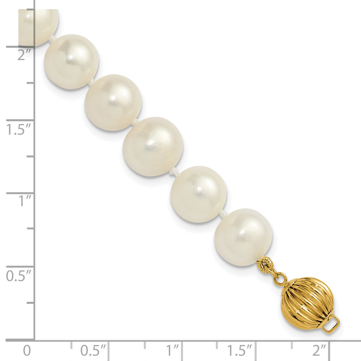 14K 9-10mm Near Rnd Wht Freshwater Cultured Pearl 7.5in Bracelet-XF871-7.5