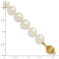 14K 9-10mm Near Rnd Wht Freshwater Cultured Pearl 7.5in Bracelet-XF871-7.5
