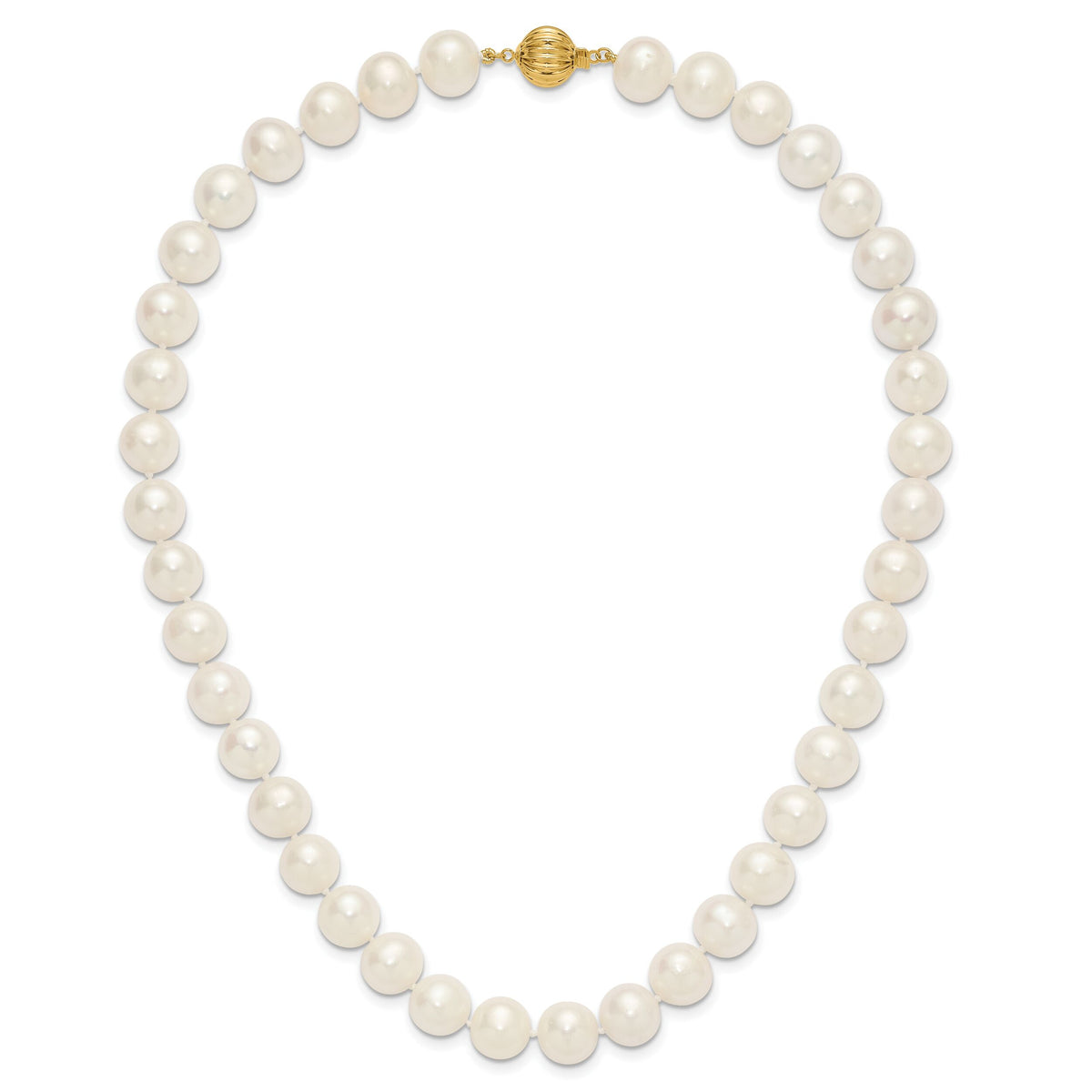 14k 10-11mm Near Rnd Wht Freshwater Cultured Pearl 18in Necklace-XF872-18
