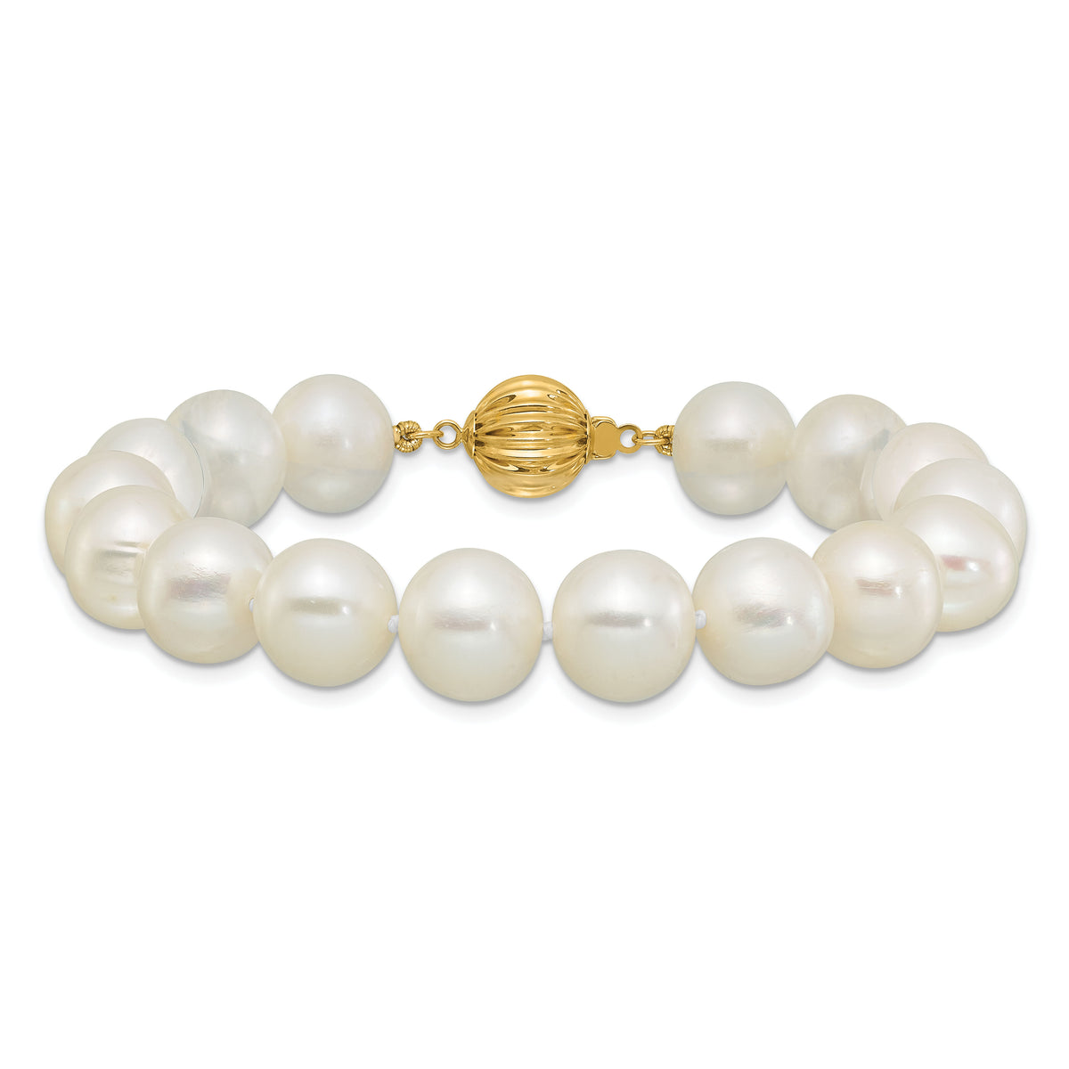 14k 10-11mm Near Rnd Wht Freshwater Cultured Pearl 7.5in Bracelet-XF872-7.5