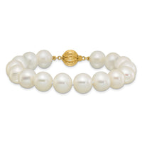 14k 10-11mm Near Rnd Wht Freshwater Cultured Pearl 7.5in Bracelet-XF872-7.5