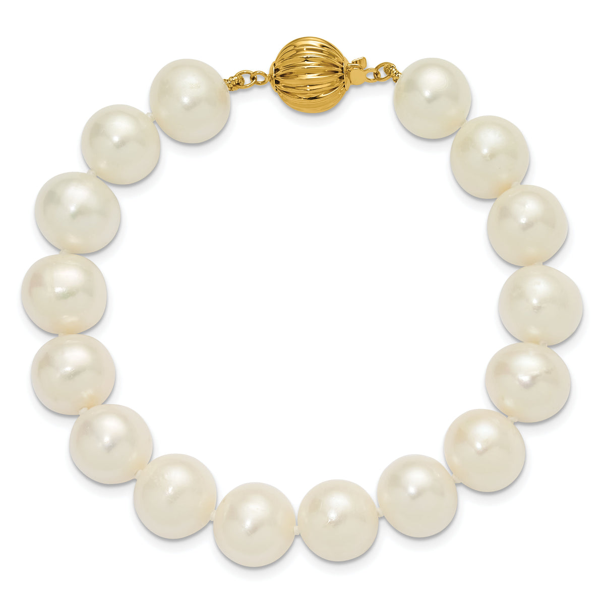 14k 10-11mm Near Rnd Wht Freshwater Cultured Pearl 7.5in Bracelet-XF872-7.5