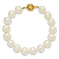 14k 10-11mm Near Rnd Wht Freshwater Cultured Pearl 7.5in Bracelet-XF872-7.5