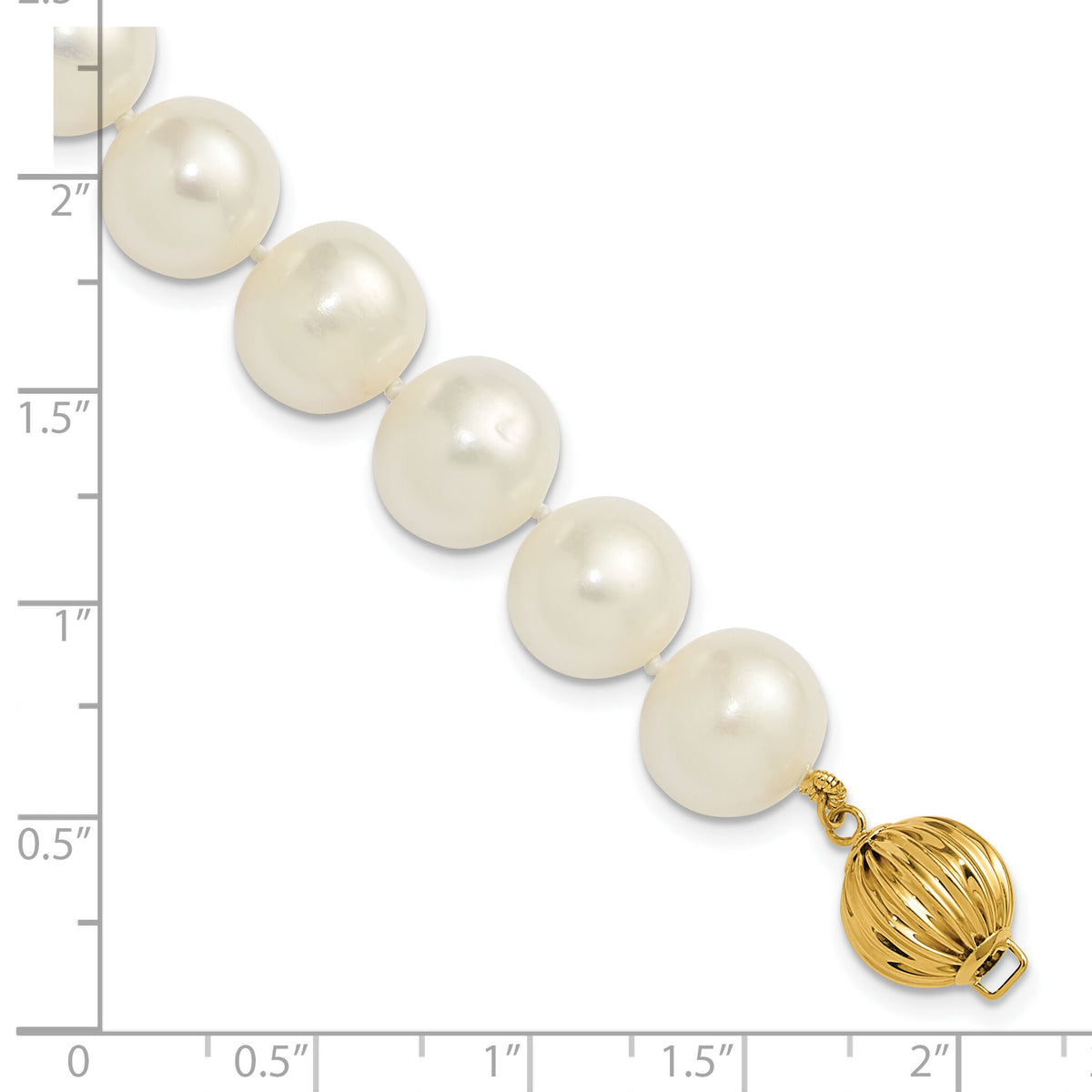 14k 10-11mm Near Rnd Wht Freshwater Cultured Pearl 7.5in Bracelet-XF872-7.5