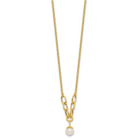 14k Polished Freshwater Cultured Pearl 16.75in Necklace-XF873-16.75