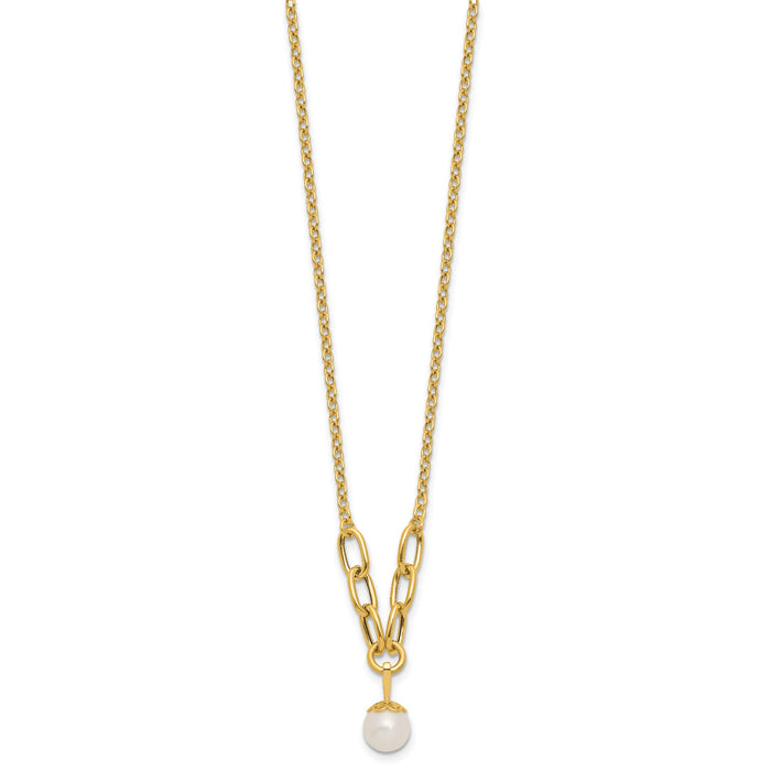 14k Polished Freshwater Cultured Pearl 16.75in Necklace-XF873-16.75