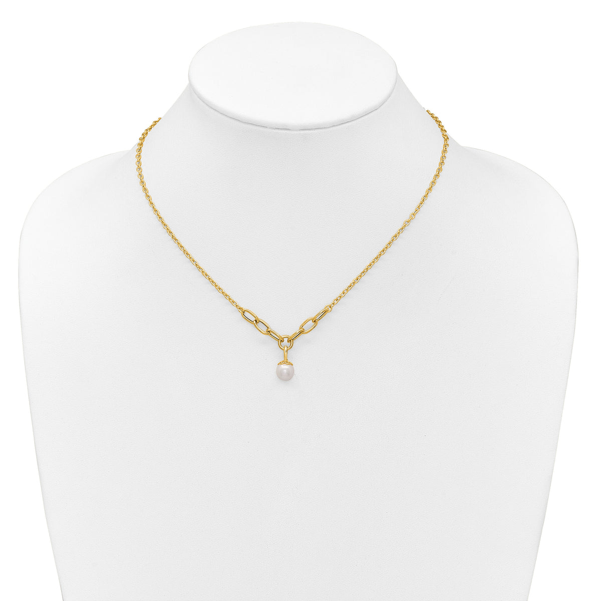 14k Polished Freshwater Cultured Pearl 16.75in Necklace-XF873-16.75