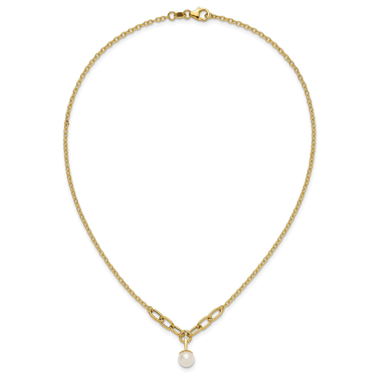 14k Polished Freshwater Cultured Pearl 16.75in Necklace-XF873-16.75