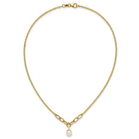 14k Polished Freshwater Cultured Pearl 16.75in Necklace-XF873-16.75