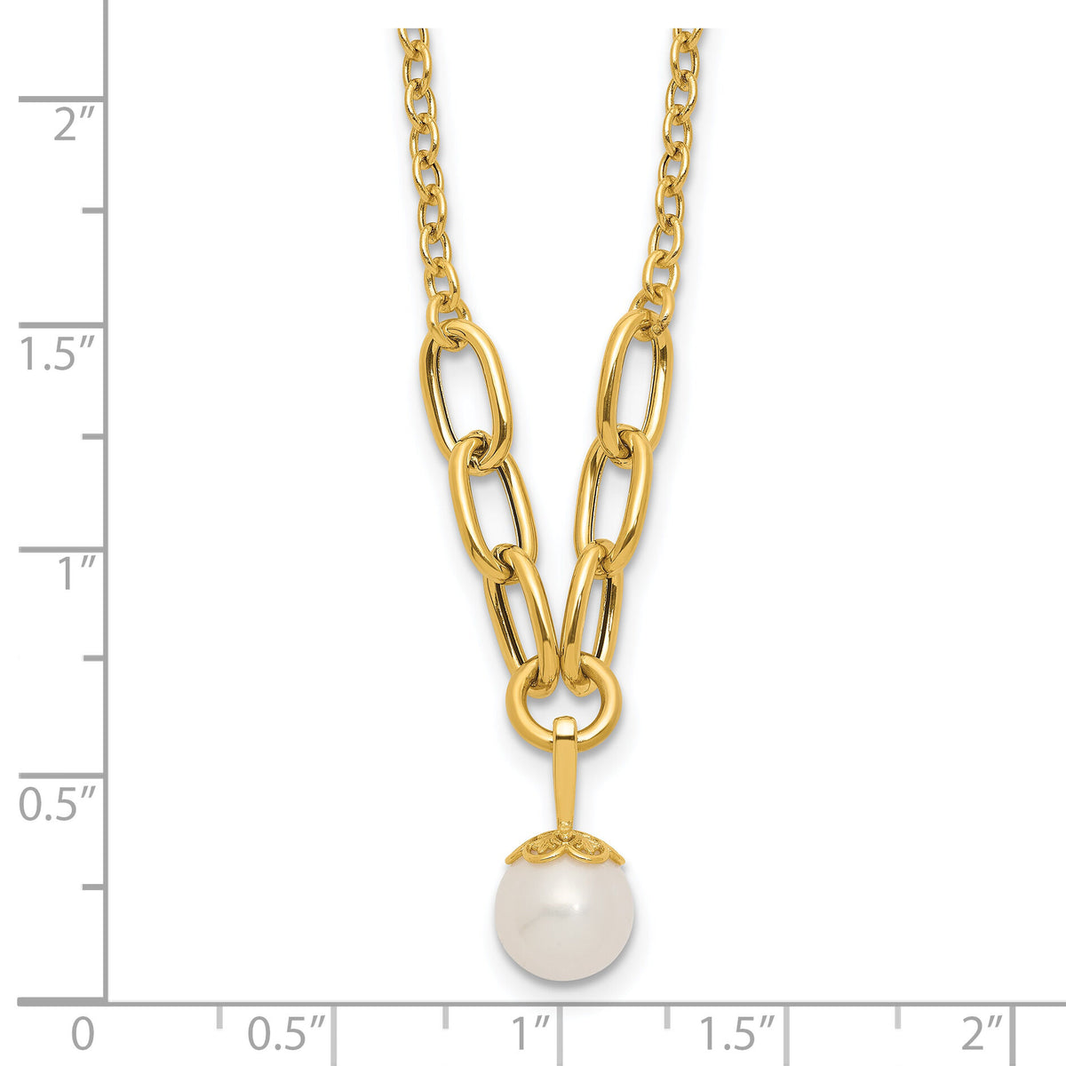 14k Polished Freshwater Cultured Pearl 16.75in Necklace-XF873-16.75
